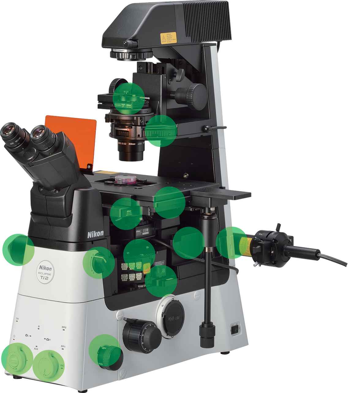 Built-in sensors detect the status of microscope components